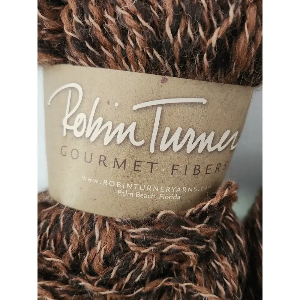 Robin Turner Peruvian Tweed Yarn Lot Alpaca DK Dark Oak 600 Yds Lot Of 2